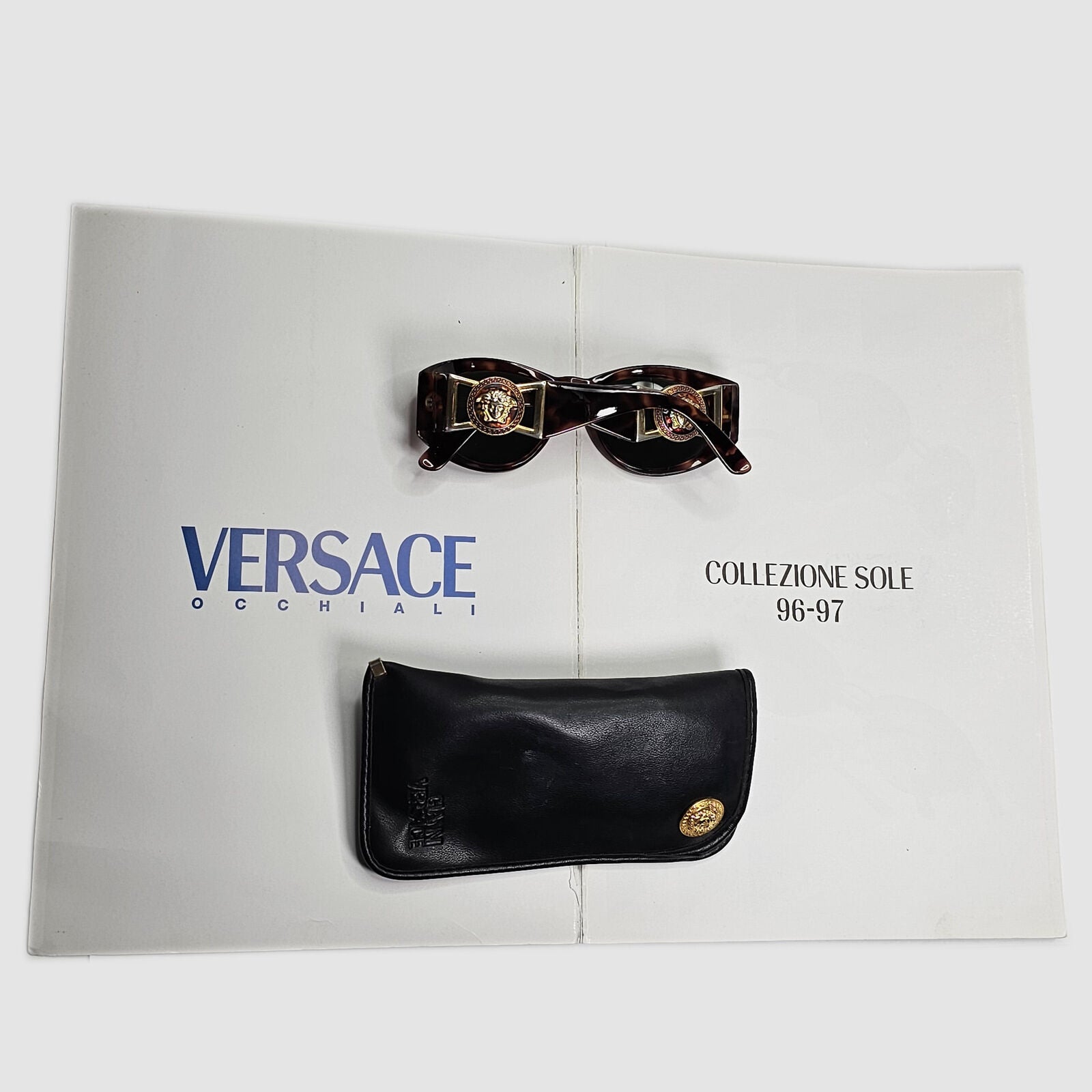 Gianni Versace Sunglasses 1996 Vintage Brown Gold MOD 424/M CO 869 Biggie 130224