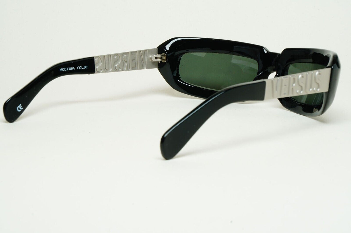 Versus Sunglasses 1996 by Gianni Versace Vintage Black Silver MOD E48/A COL 681