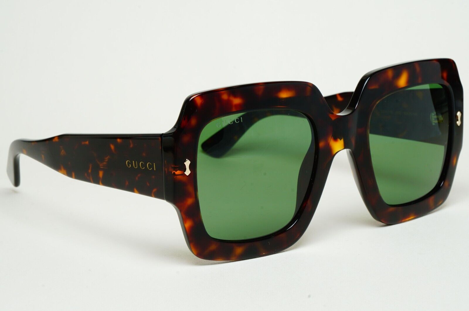Gucci Sunglasses 2022 Oversized Brown Green Tortoise Square GG1111S 002 180125