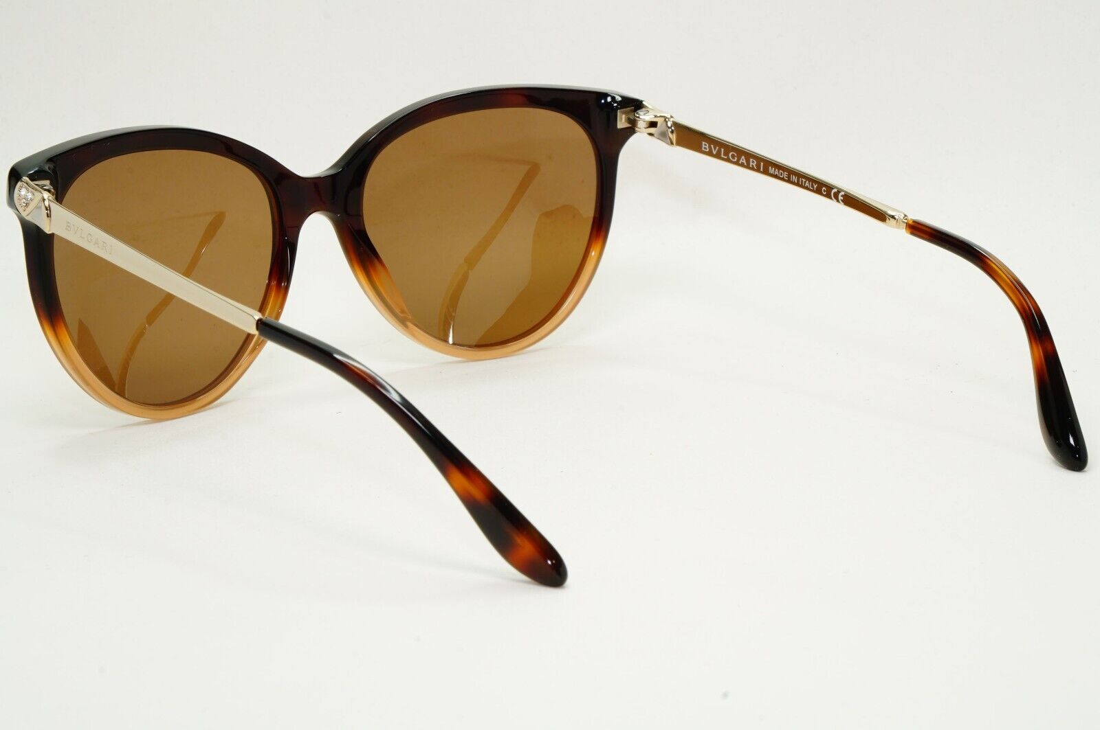 Bvlgari Sunglasses Brown Gold Diamante Square 8161-B 5362/13 56mm 120824
