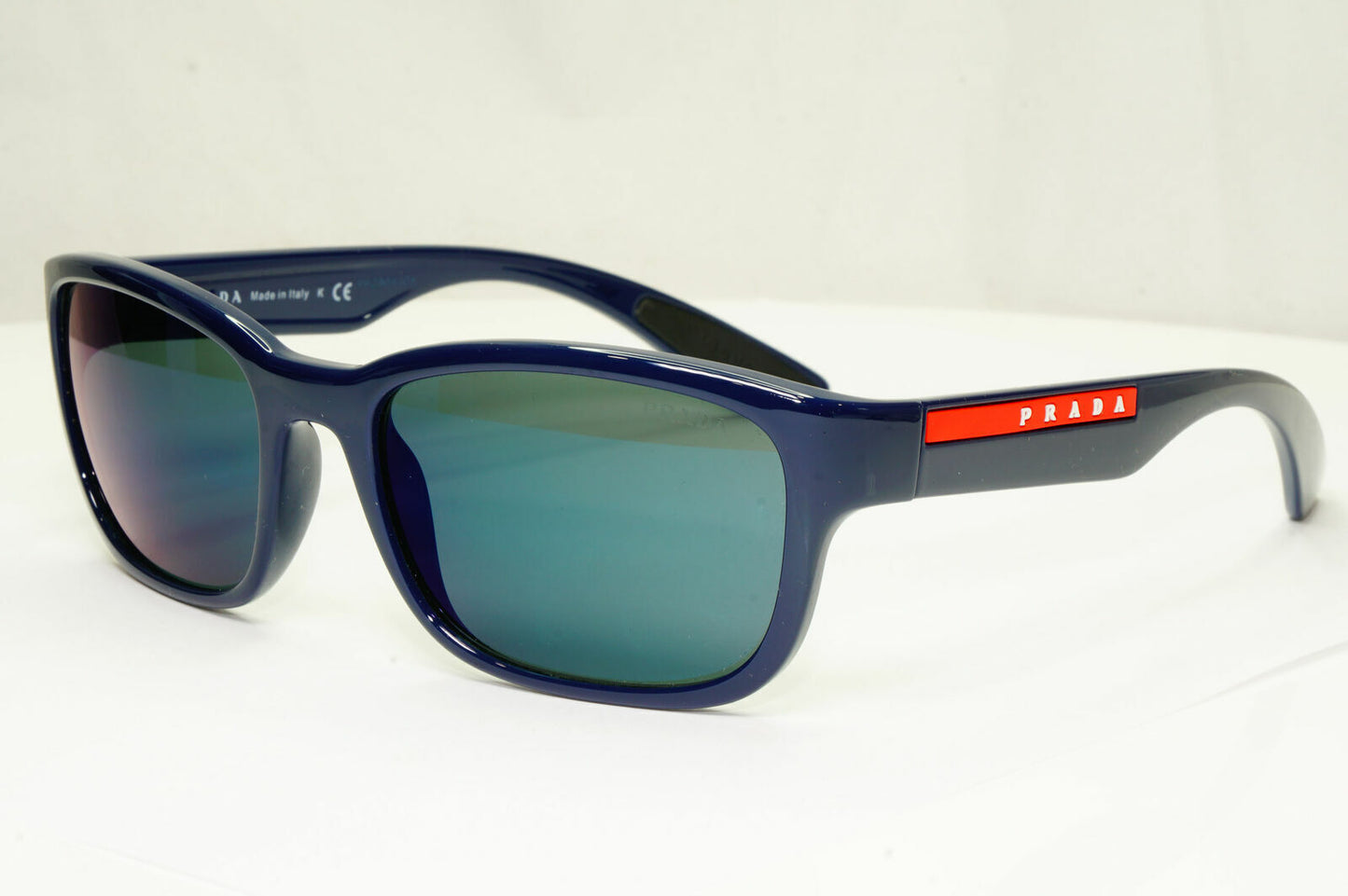 Prada Sunglasses Blue Mens Designer Square SPS 05V MAB-387 Red Stripe Sport
