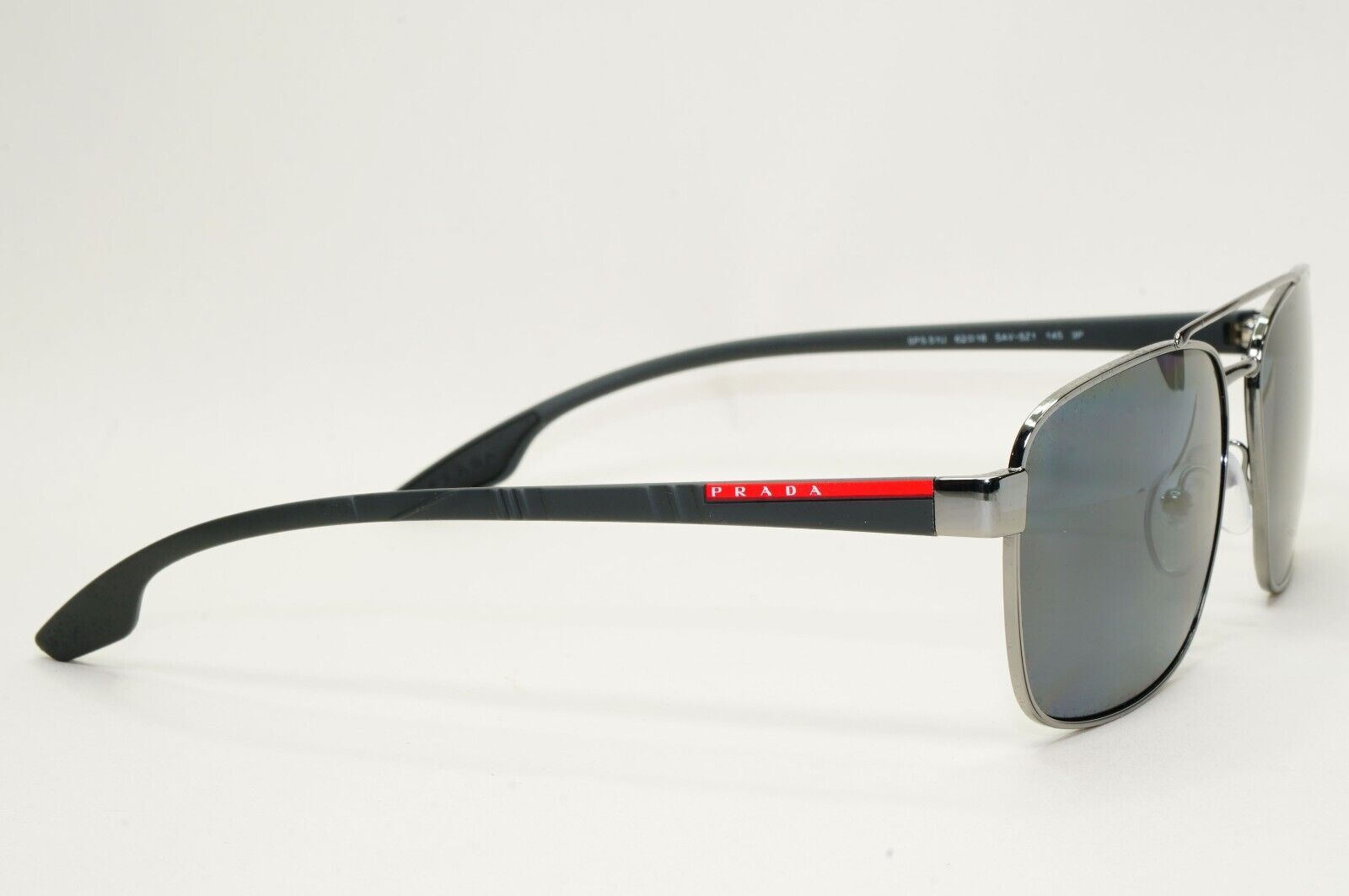 Prada Sunglasses Polarised Gunmetal Black Grey Navigator PR51US SPR 51U 5AV-5Z1