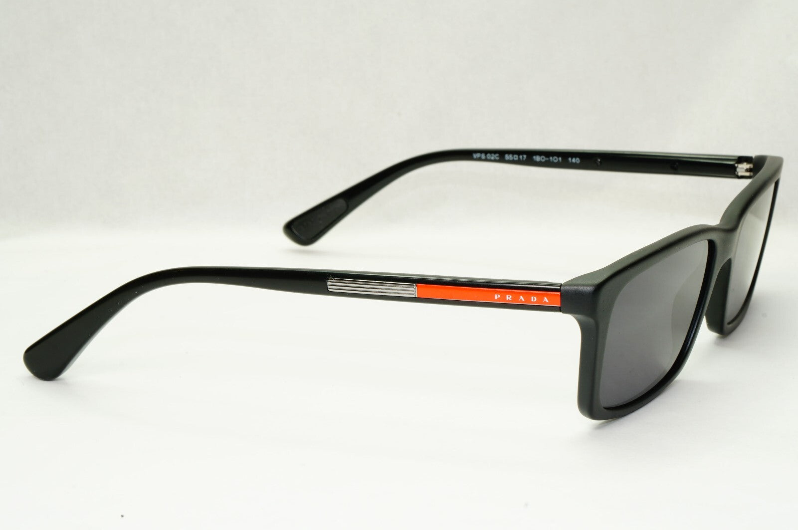 Prada Sunglasses Plack Rectangle Square Slim PS02CV VPS 02C 1BO-1O1 55mm [a]