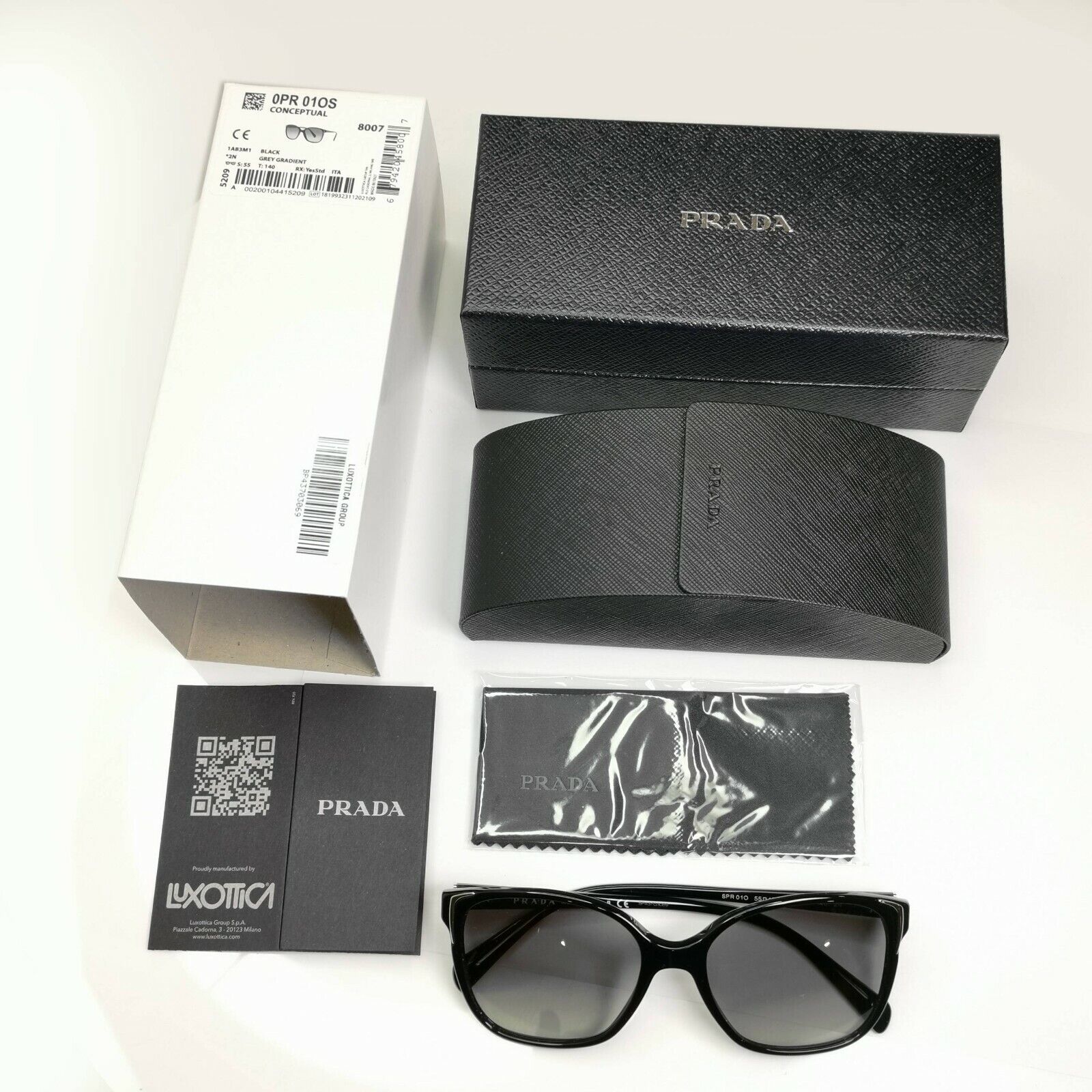 Prada Sunglasses Black Gold Grey Gradient Fade Square Fashion SPR 01O 1AB-3M1