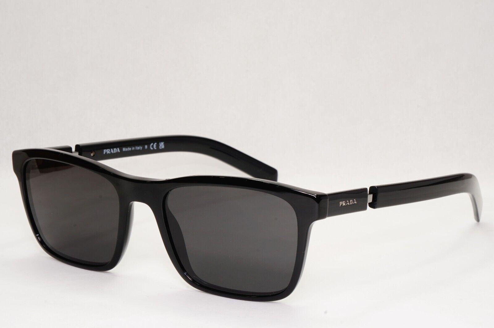 Prada Sunglasses Black Square Glossy Fashion PR16XV VPR 16X 1AB-1O1 55mm