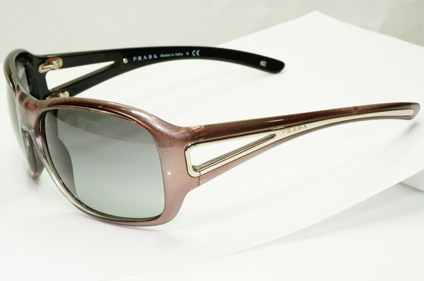 Prada 2010 Metallic Sunglasses Brown Silver Grey Gradient PR15LS SPR 15L 7ZT-3M1