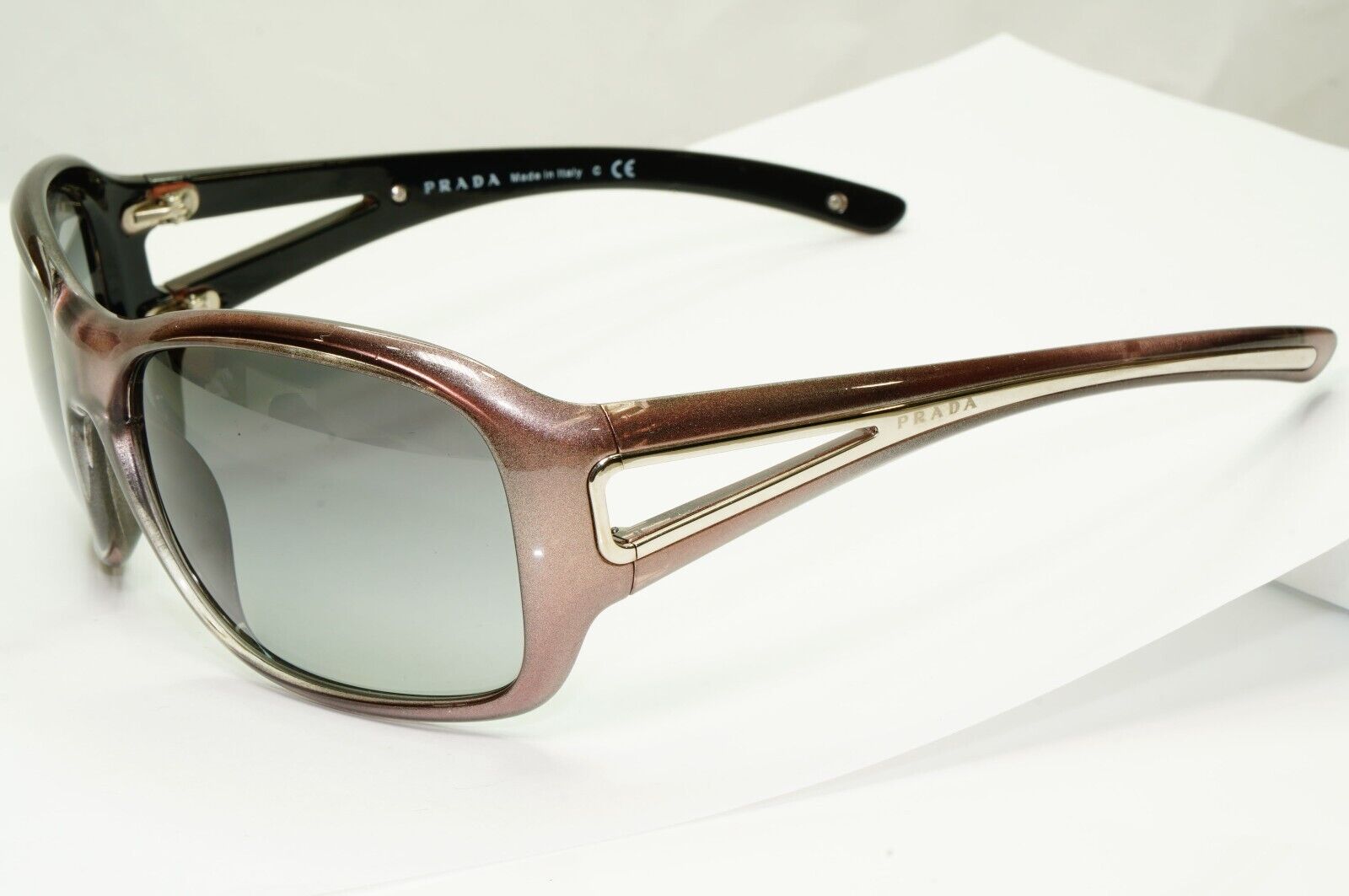 Prada 2010 Metallic Sunglasses Brown Silver Grey Gradient PR15LS SPR 15L 7ZT-3M1