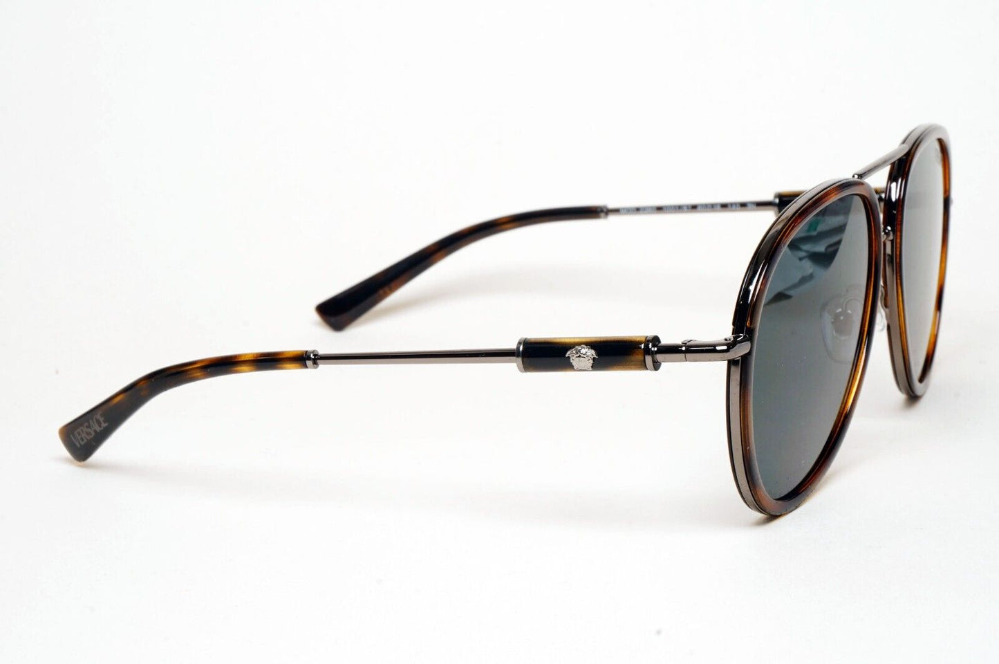 Versace Sunglasses Oversized Pilot Brown Havana Gunmetal MOD VE 2260 1001/87