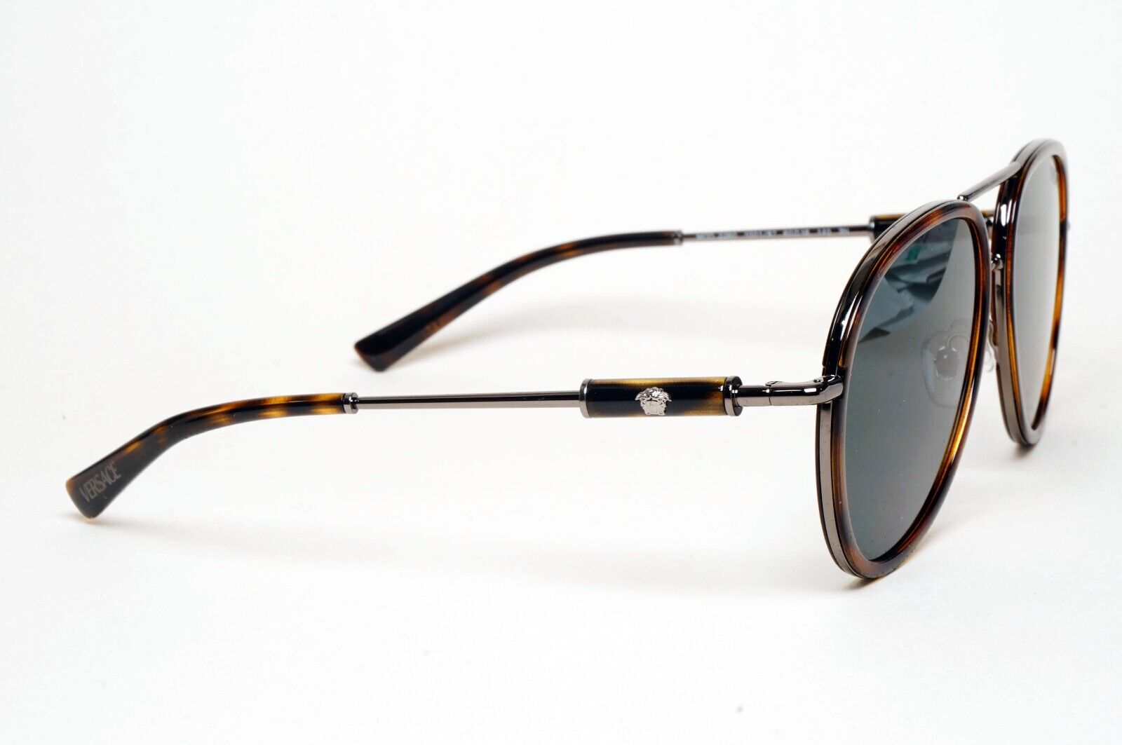 Versace Sunglasses Oversized Pilot Brown Havana Gunmetal MOD VE 2260 1001/87