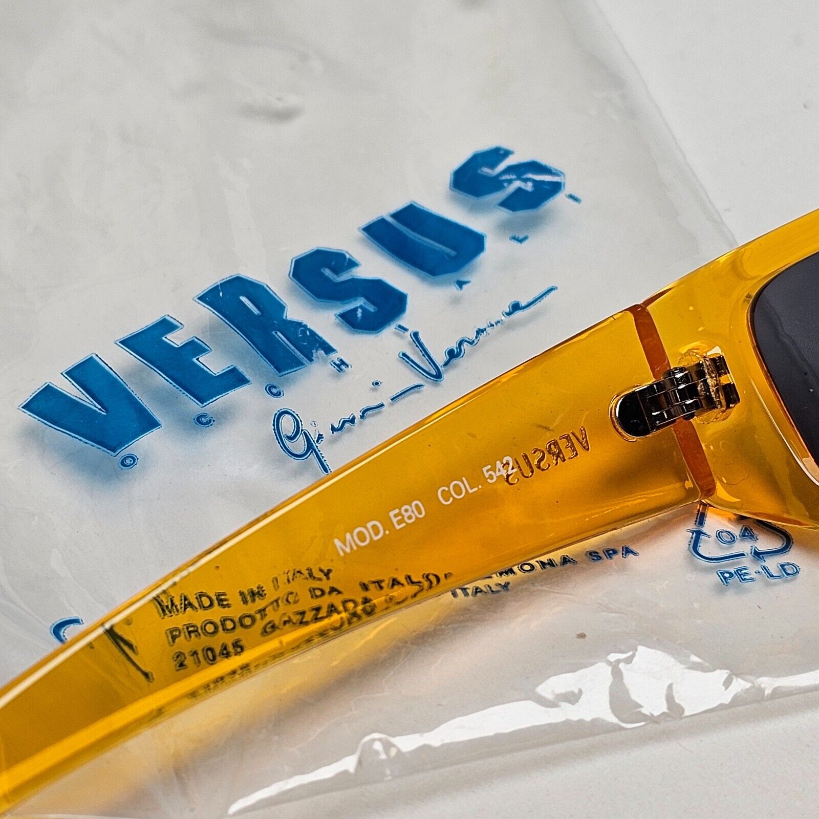 Versus Sunglasses 1996 by Gianni Versace Vintage Orange Grey MOD E80 COL 542