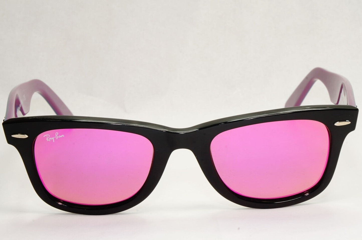 Ray-Ban Sunglasses Wayfarer Black Blue Mirror Violet Fuxia RB 2140 1174/4T 50mm