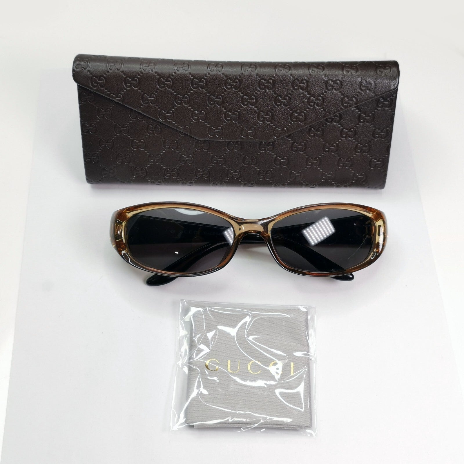 Gucci Sunglasses 1999 Vintage Brown Transparent Black GG 2456/S E3K 55mm 261024A
