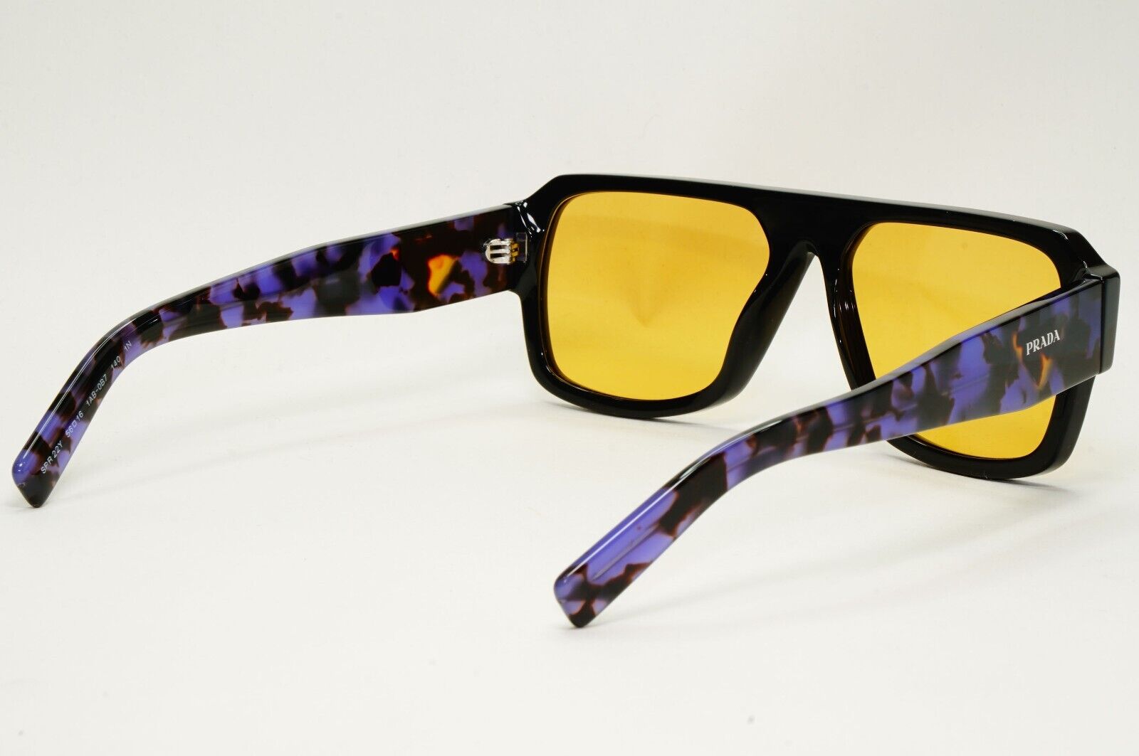 Prada Sunglasses Symbole Square Black Yellow Violet Marble PR22YS SPR 22Y 1AB0B7