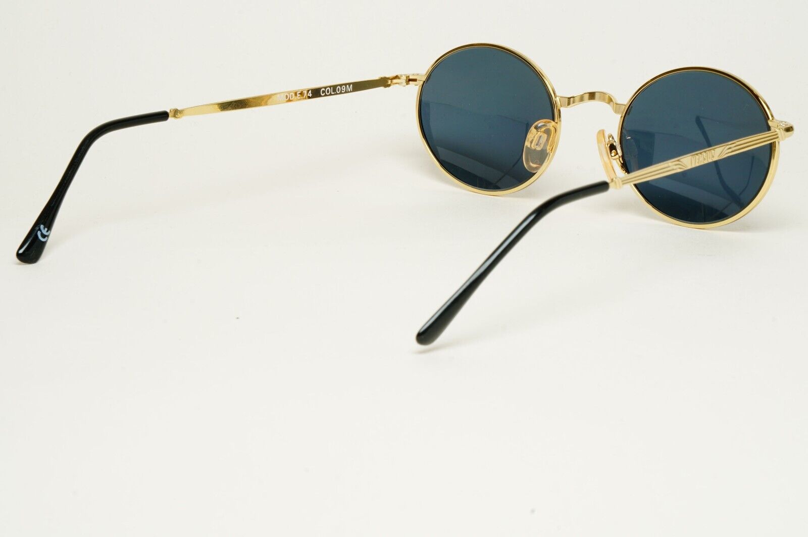 Versus Sunglasses 1996 by Gianni Versace Vintage Round Gold Grey MOD E74 COL 09M