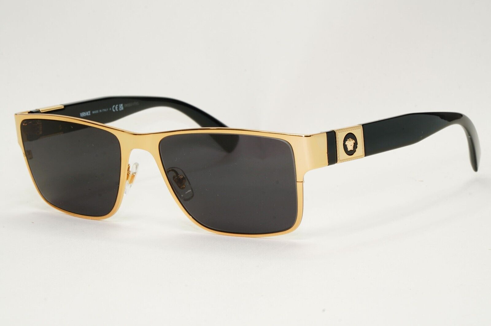 Versace Sunglasses Gold Black Glossy Square Medusa MOD VE 1274 1002 55mm