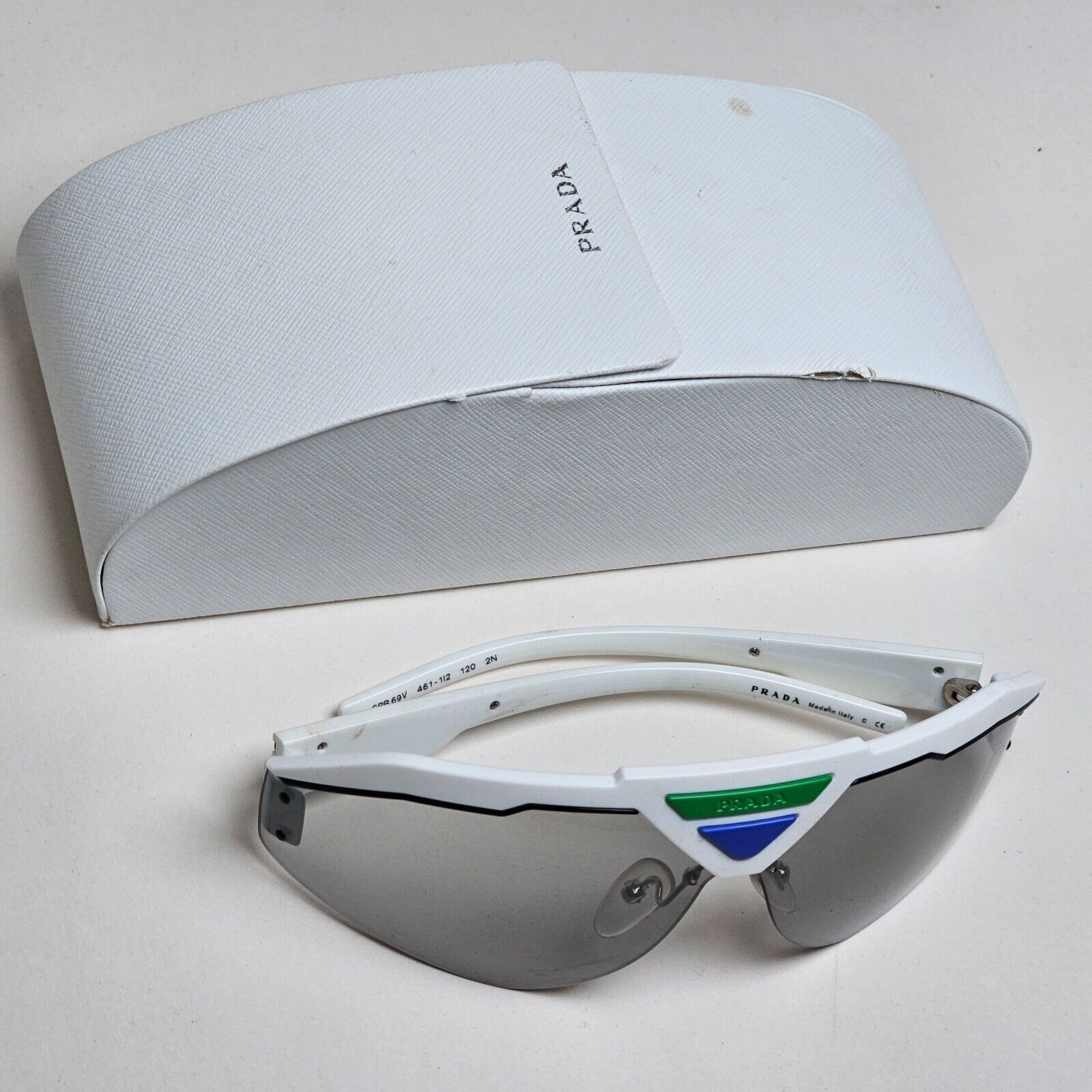 Prada Sunglasses Triangle White Shield Catwalk PR69VS SPR 69V 461-1I2 231124