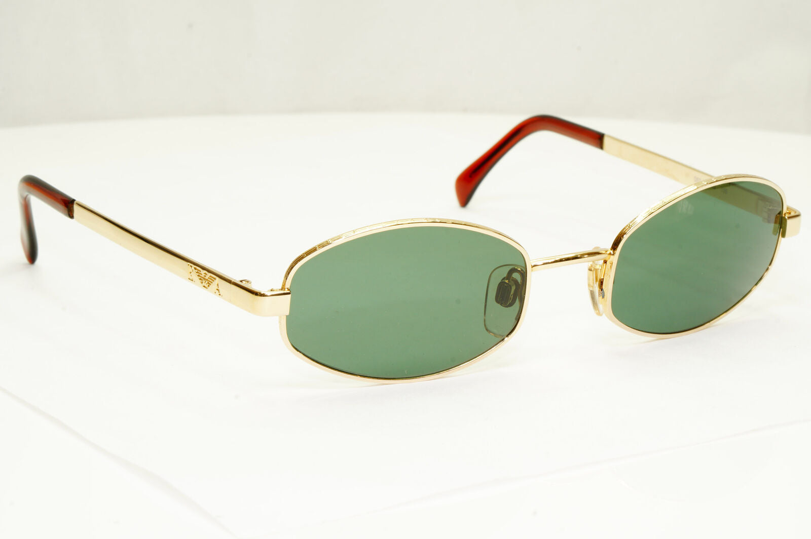 Emporio Armani 1997 Vintage Sunglasses Gold Green Retro Rectangle Eagle 063 743