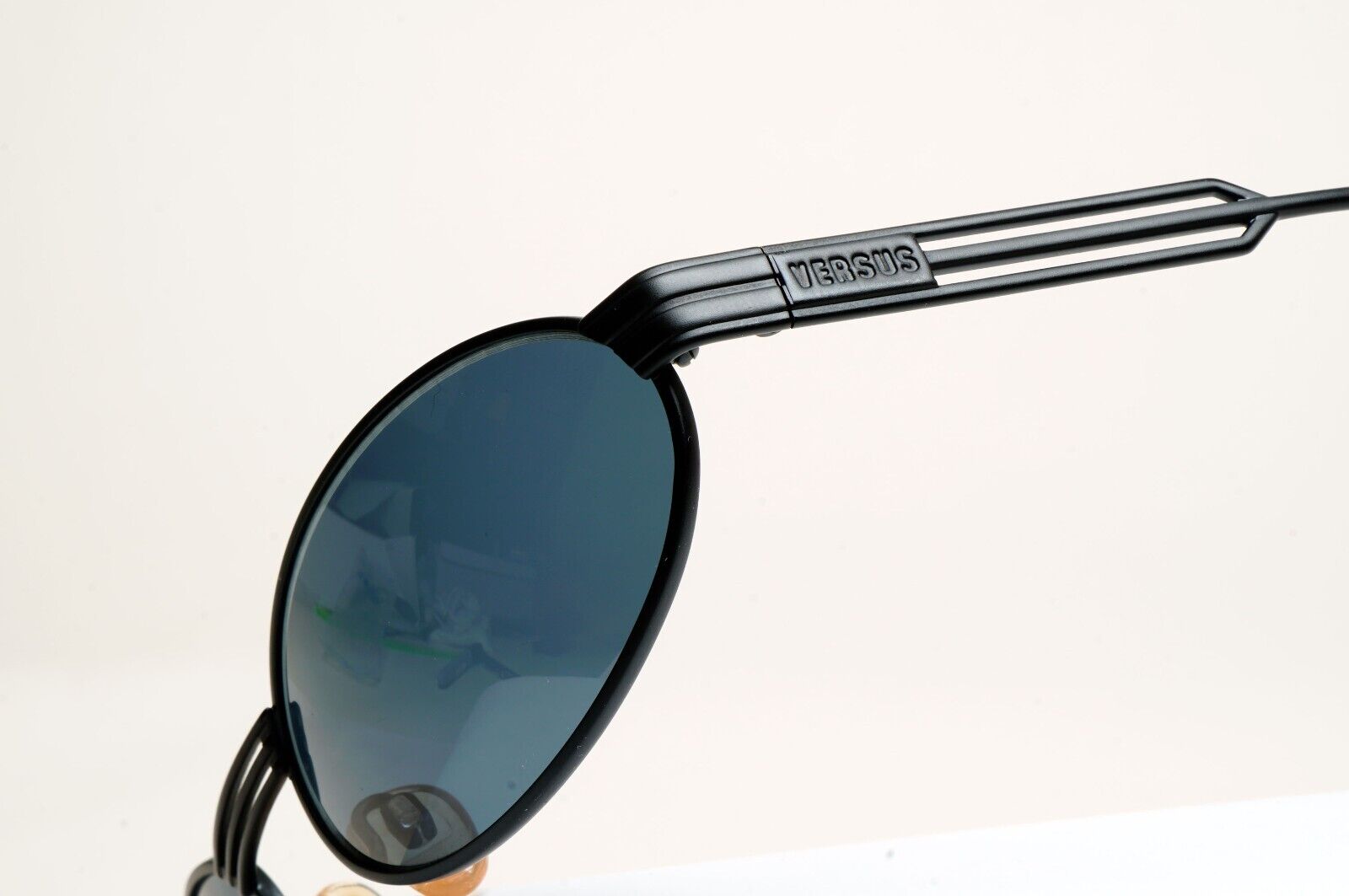 Versus Sunglasses 1996 by Gianni Versace Vintage Black Oval Wrap MOD F34 COL 028
