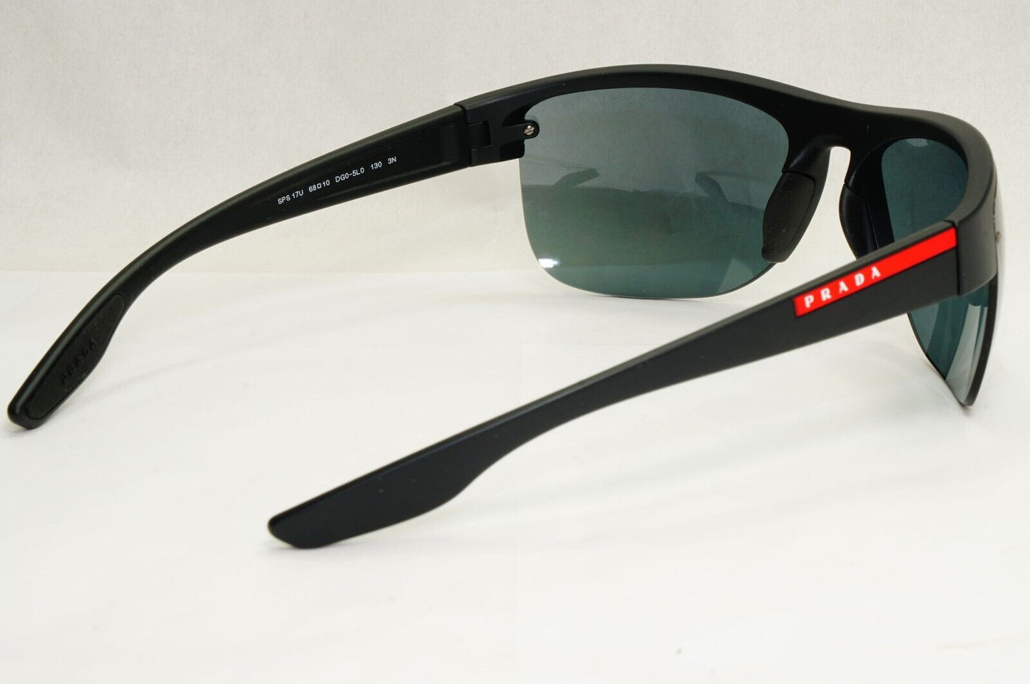 Prada Sunglasses Black Grey Mirro Wrap Rubber Sport PS17US SPS 17U DG0-5L0
