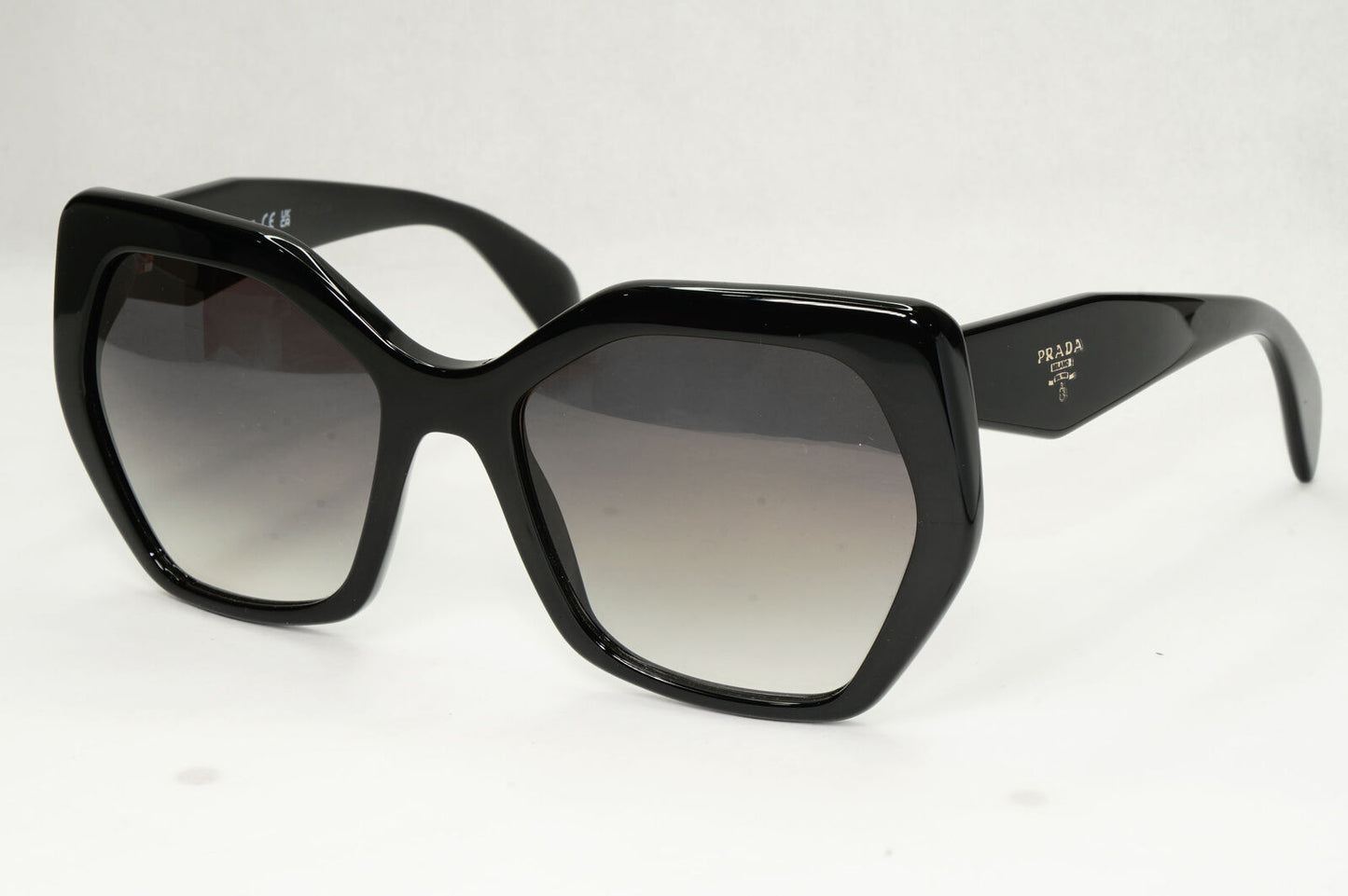 Prada Hexagon Sunglasses Black Grey Gradient Square PR16RS SPR 16R 1AB-0A7