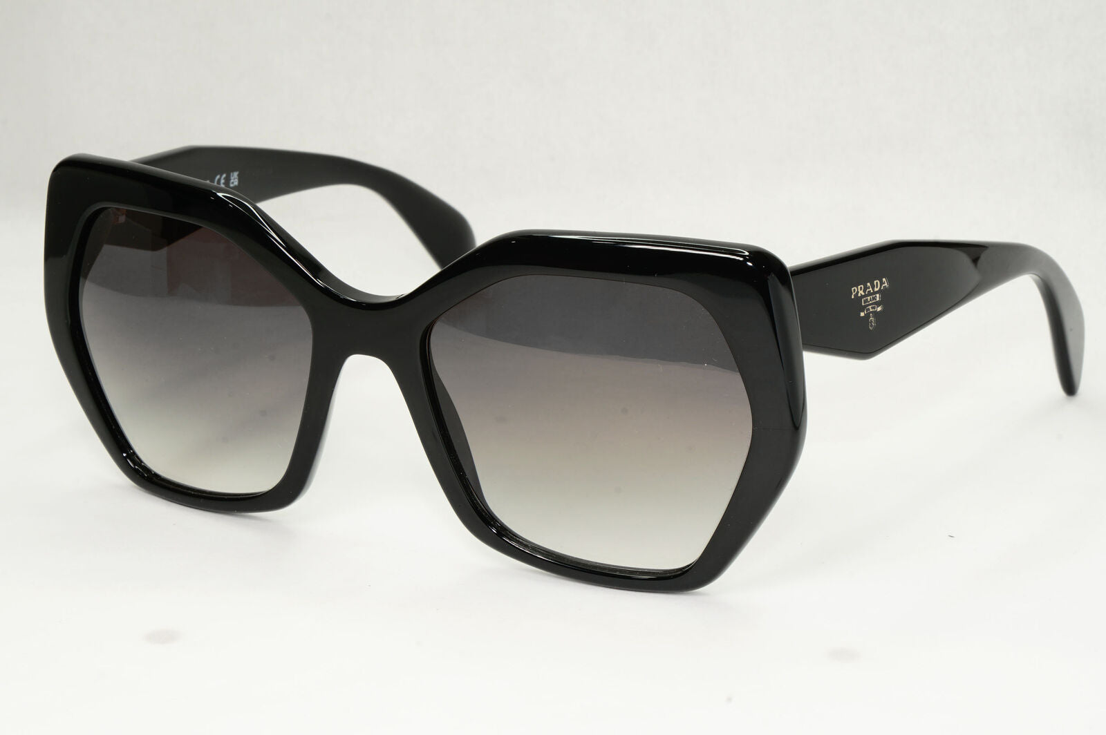 Prada Hexagon Sunglasses Black Grey Gradient Square PR16RS SPR 16R 1AB-0A7