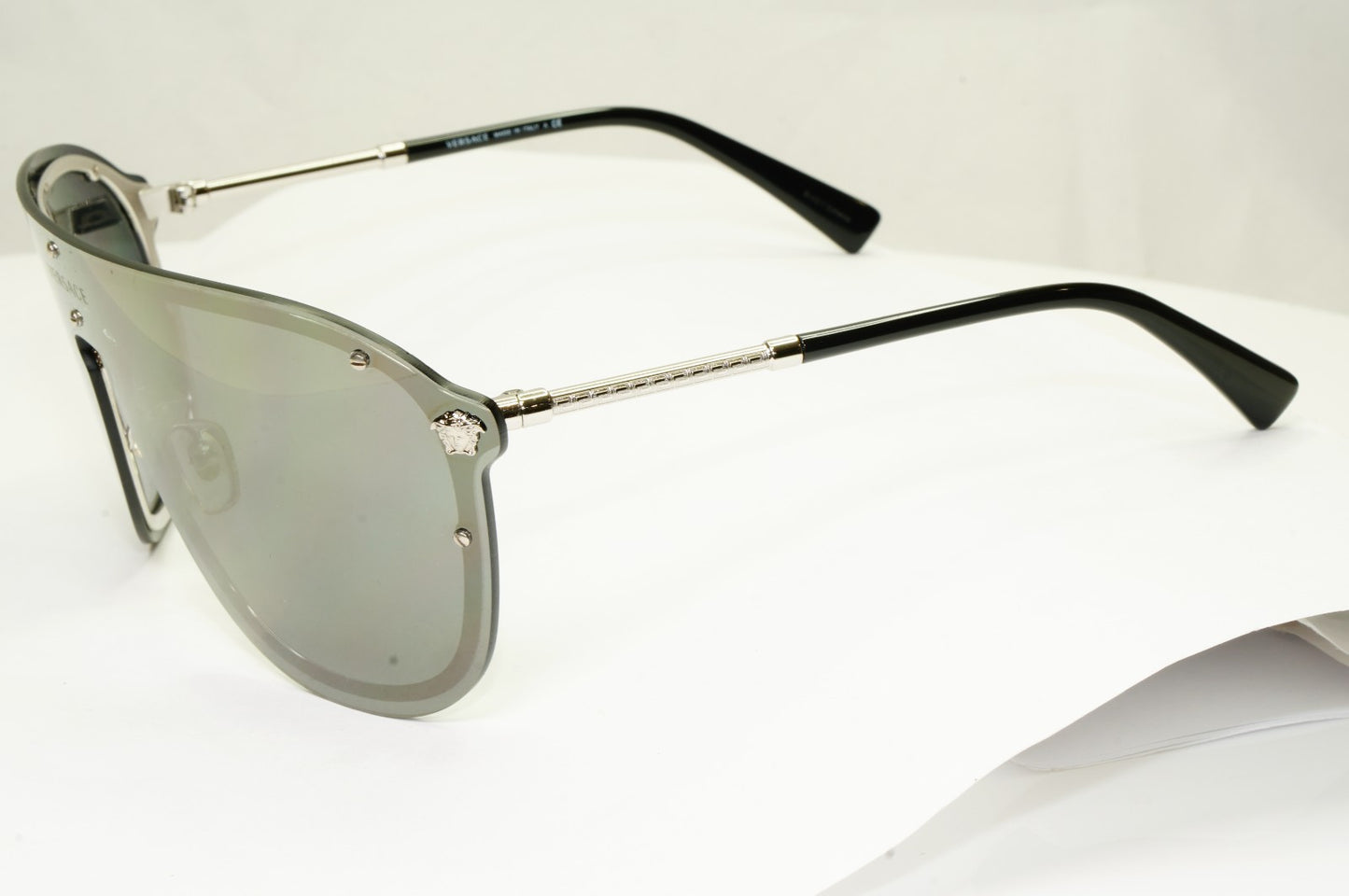 Versace Sunglasses Shield Visor Mask Gold Mirror Silver MOD 2180 1000/5A [a]