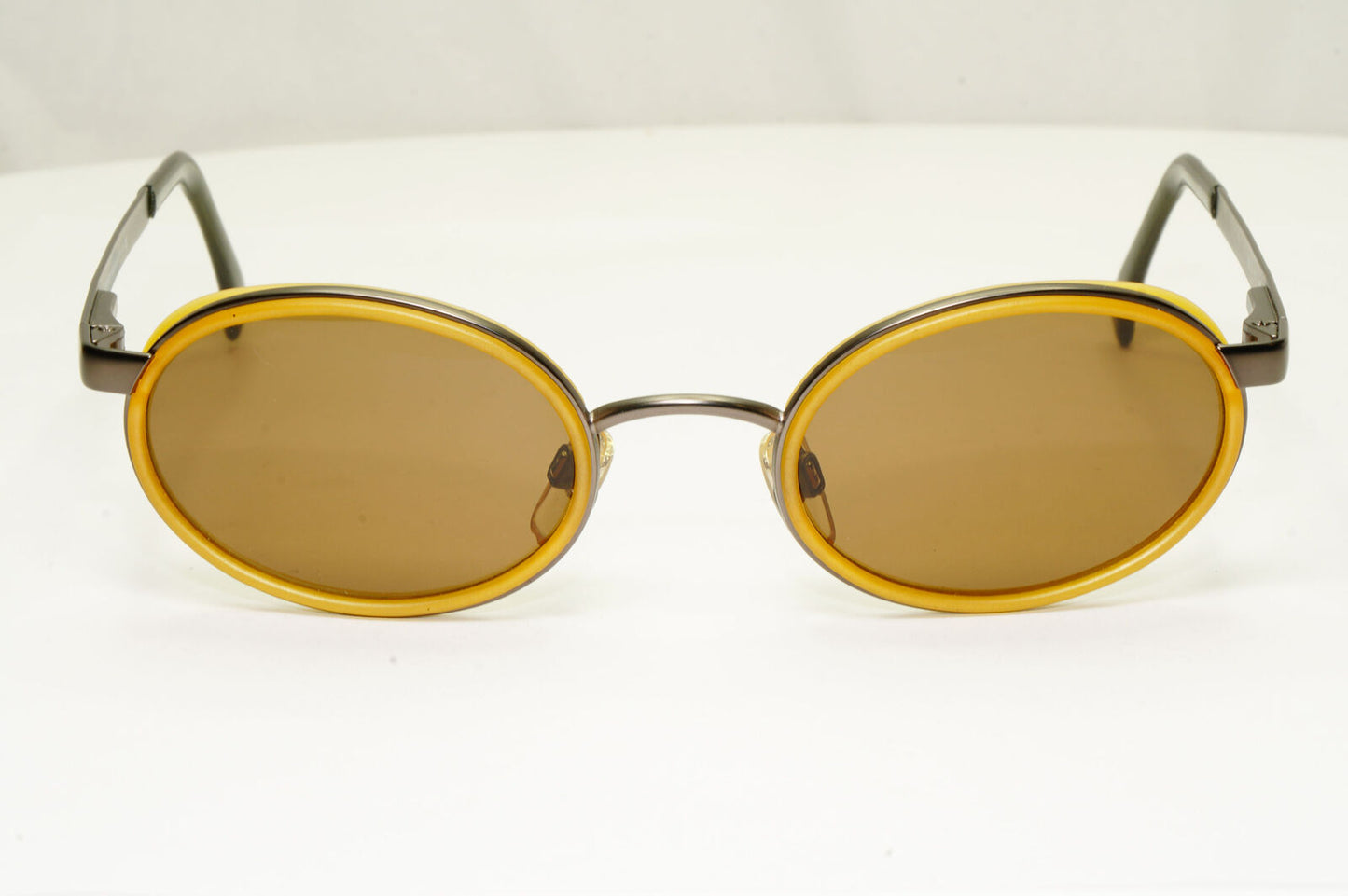 Emporio Armani 1997 Vintage Sunglasses Mens Womens Metal Honey Oval 085-S 1107
