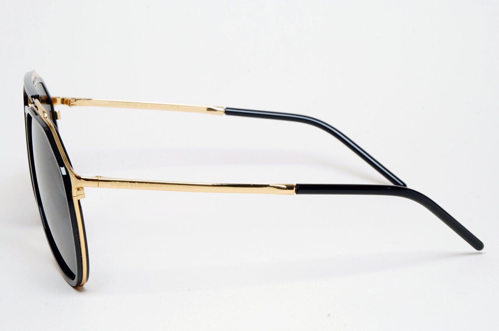 Dolce & Gabbana Sunglasses Black Gold Pilot Brow Bar D&G DG 2277 02/87 57mm