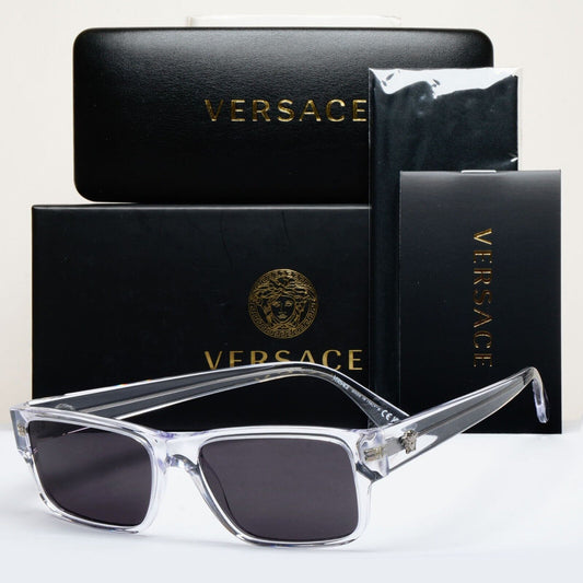 Versace Sunglasses Black Crystal Transparent Medusa Square MOD VE 3342 148 55mm