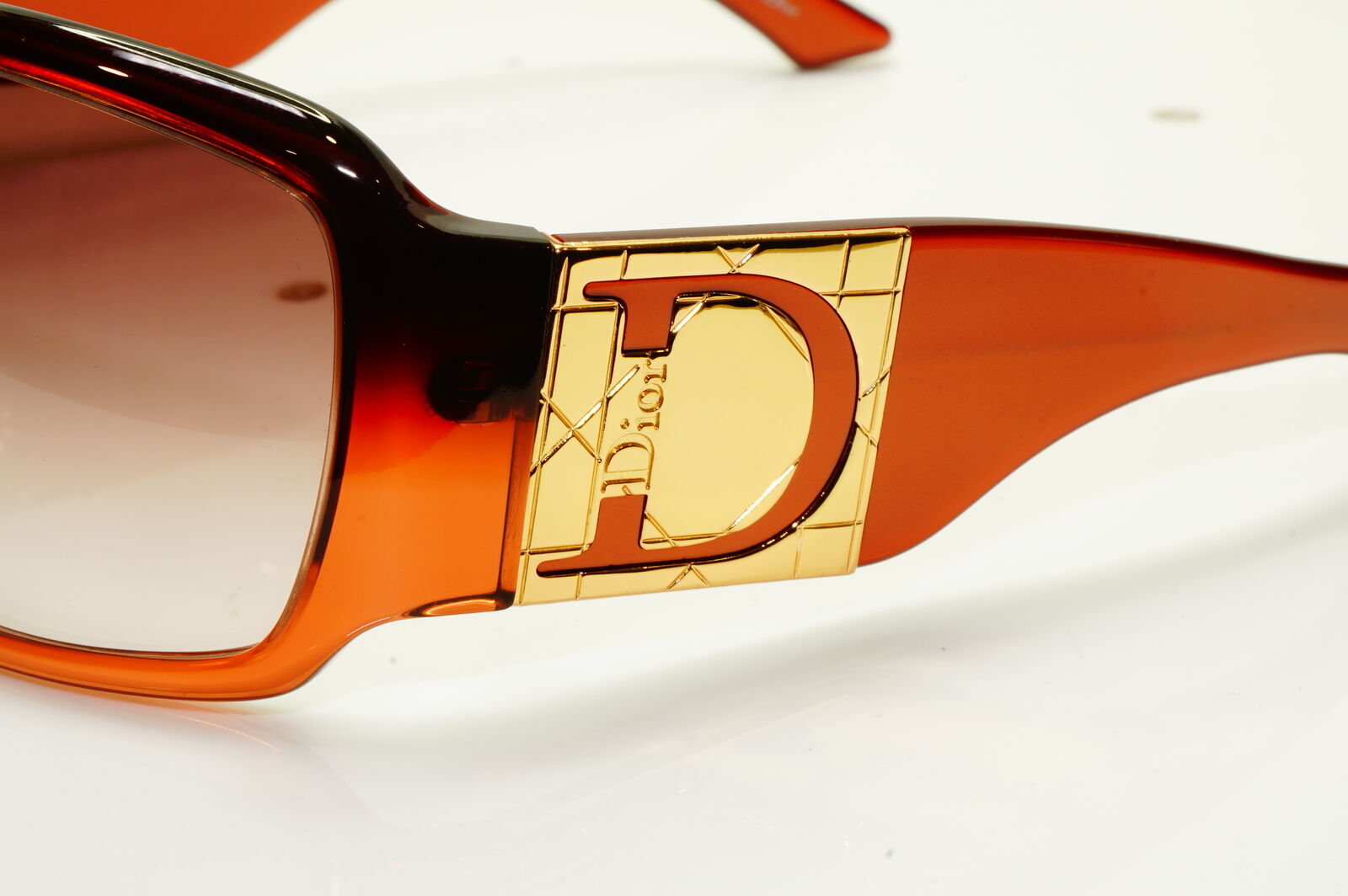 Authentic Dior Womens Rectangle Sunglasses Brown Havana Gold Shaded 1 QJPS2