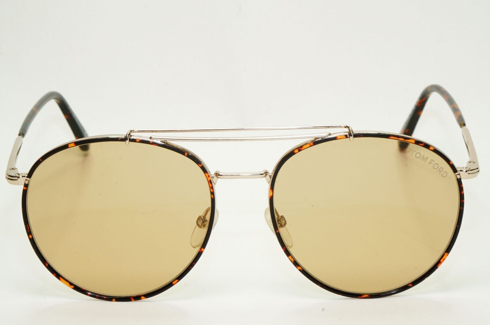Tom Ford Sunglasses Wesley Gold Brown Tortoise Rims Round Pilot FT0694 TF694 28E
