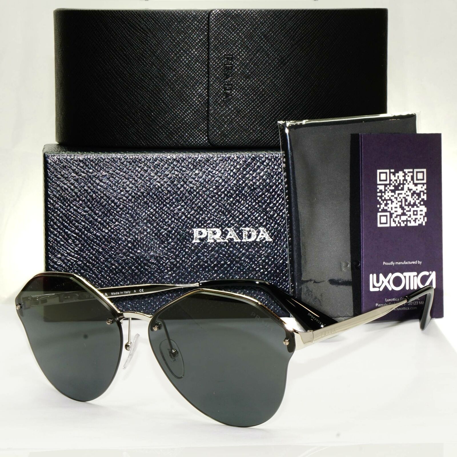 Authentic Prada Womens Cinema Collection Sunglasses Black Silver SPR 64T 1BC-5S0
