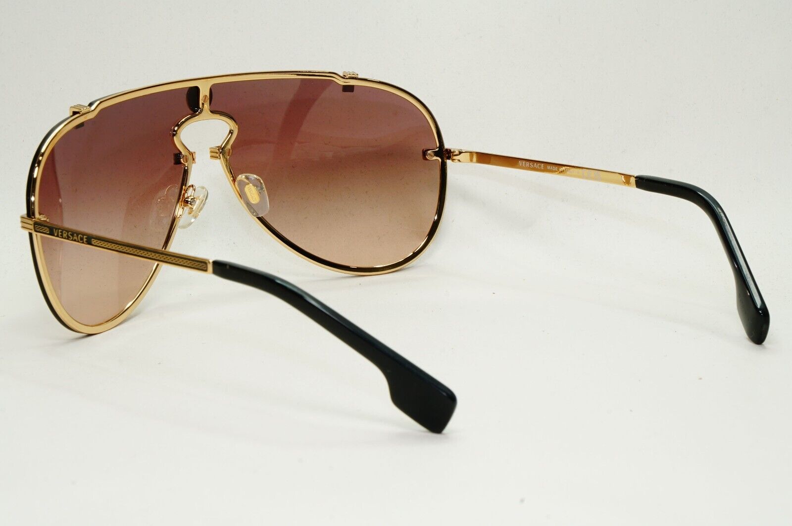 Versace Sunglasses Gold Brown Gradient Medusa Pilot Shield MOD VE 2243 1002/13