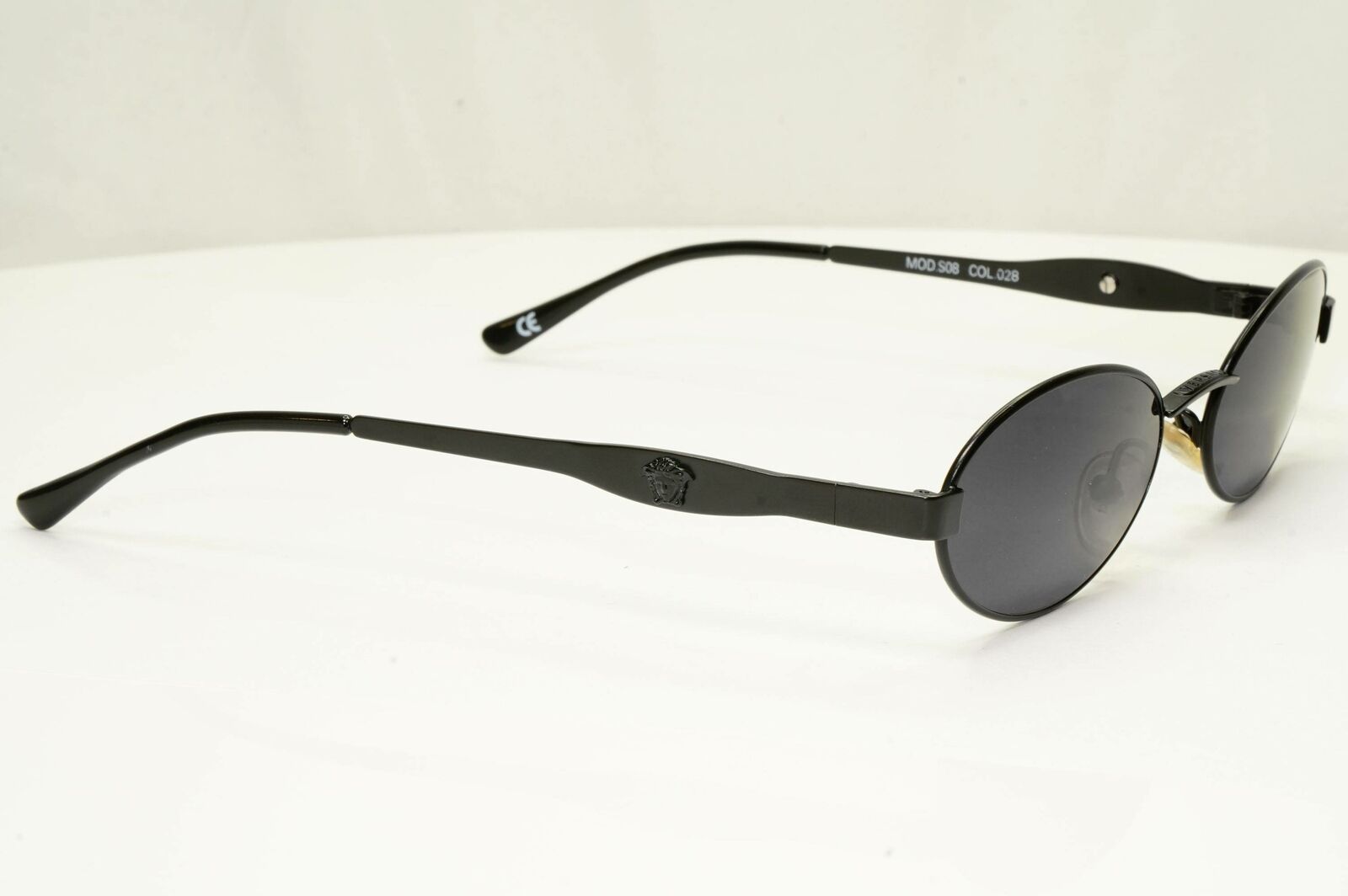 Gianni Versace 1996 Vintage Black Medusa Oval Metal Sunglasses MOD S08 COL 028