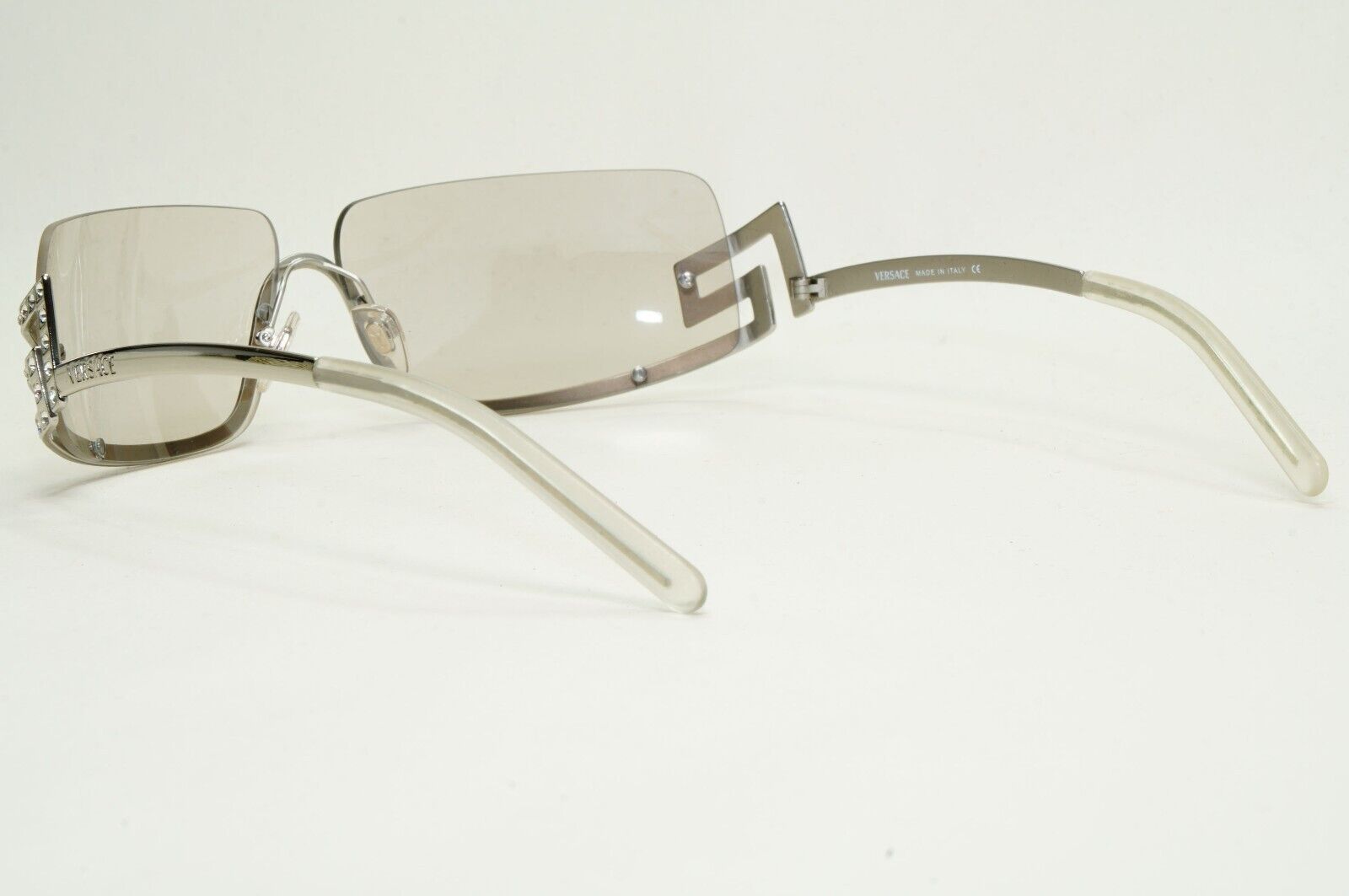 Versace Sunglasses 2004 Vintage Silver Wrap Diamante MOD N50-H 26M/222 081024
