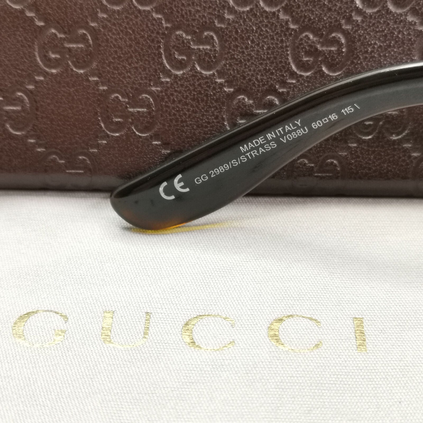 Gucci 2005 Sunglasses Vintage Brown Green Gold GG 2989/S/STRASS V088U 181022