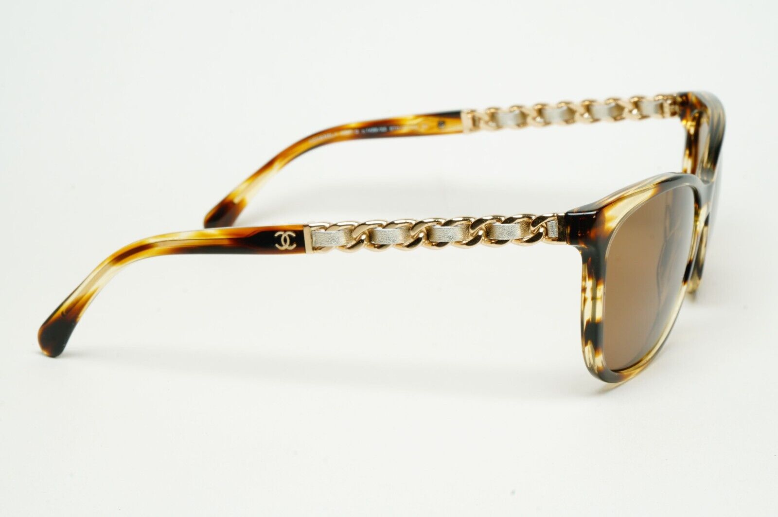 Chanel Sunglasses Leather Chain Gold Brown Tortoise 5260-Q c.1498/S5 57mm 261124