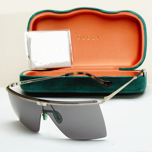 Gucci Sunglasses 2022 Silver Black Shield Visor Square Unisex GG1096S 001 180125