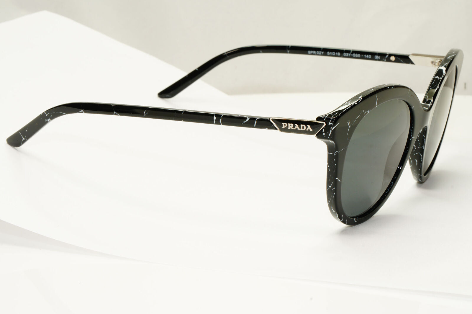 Prada Black Marble Sunglasses Lightning Womens Fashion PR02YS SPR 02Y 03Y-5S0