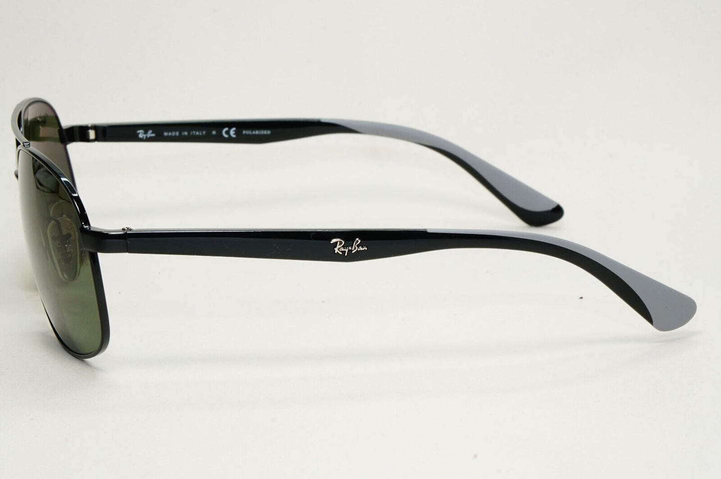 Ray-Ban Sunglasses Polarized Pilot Black Green Metal RB 3593 002/9A 58mm