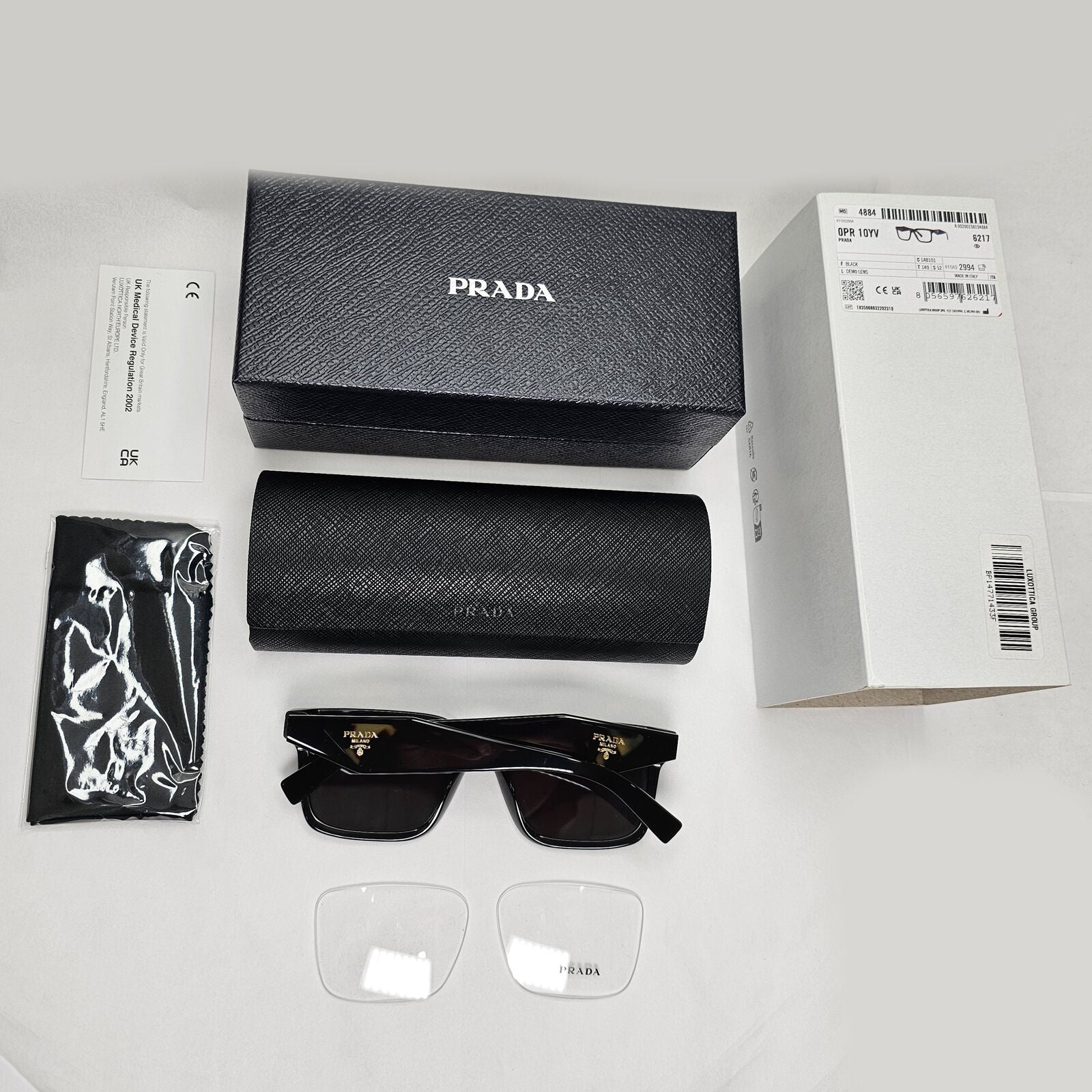 Prada Sunglasses Black Triangle Symbole Square PR10YV VPR 10Y 1AB-1O1 52mm
