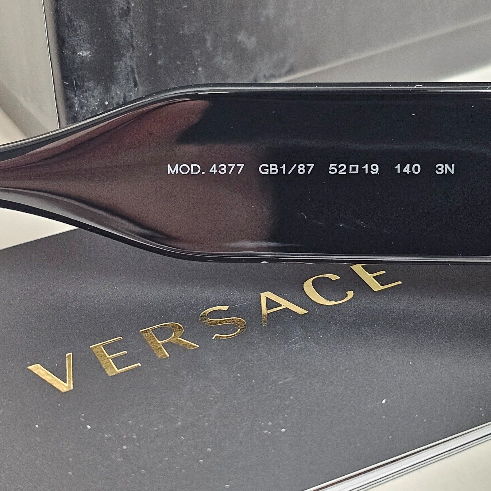 Versace Sunglasses Black Gold Square Dark Grey MOD VE 4377 GB1/87 52mm