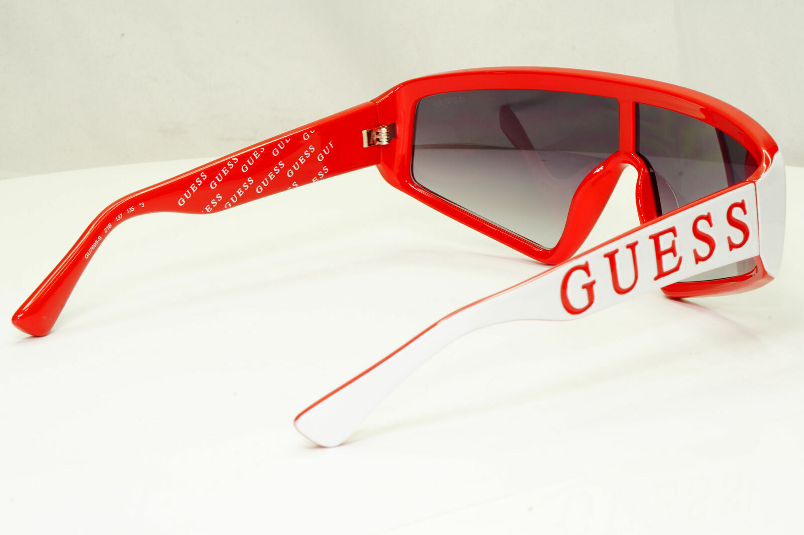 Guess Sunglasses Shield Visor Mens Womens  White Red Grey GU 7695-S 21B Blogger