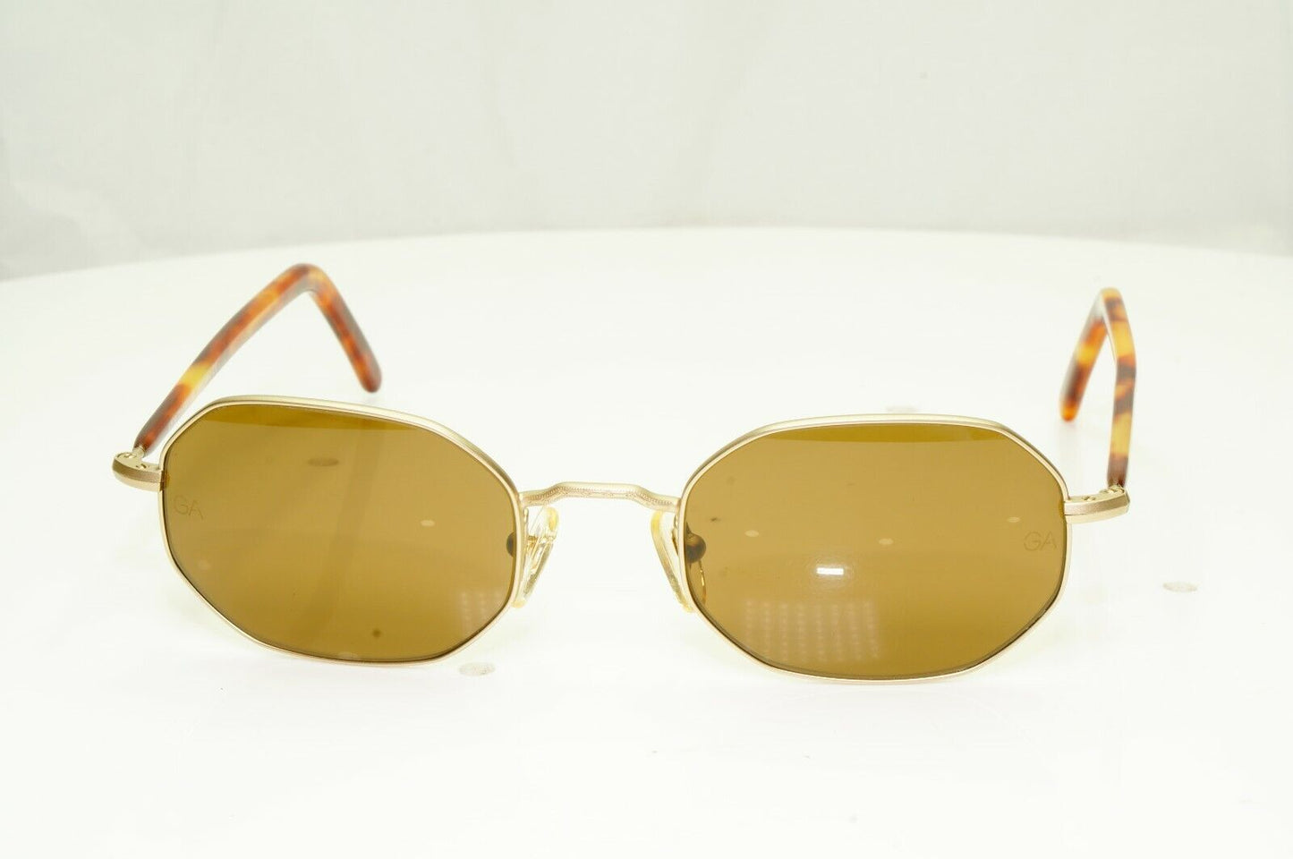 Giorgio Armani 1997 Vintage Sunglasses Gold Brown Octagon Glass Lens 664 904