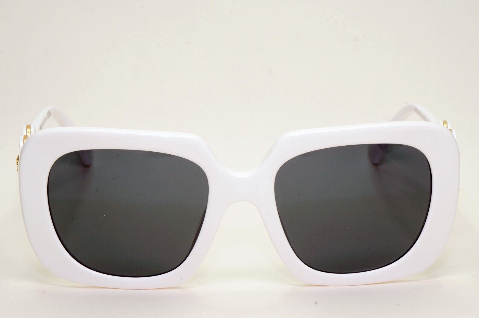 Versace Sunglasses White Gold Medusa Square Black Grey MOD VE 4434 314/87 54mm