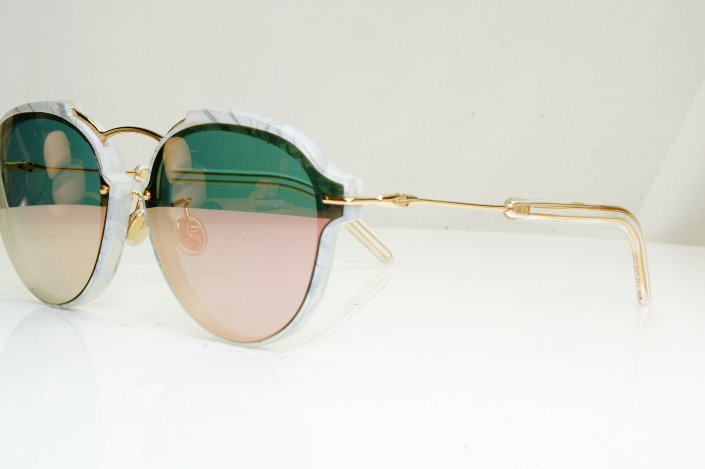 Authentic DIOR Womens Mirror Boxed Sunglasses Gold Square Eclat GBZ0J 29110