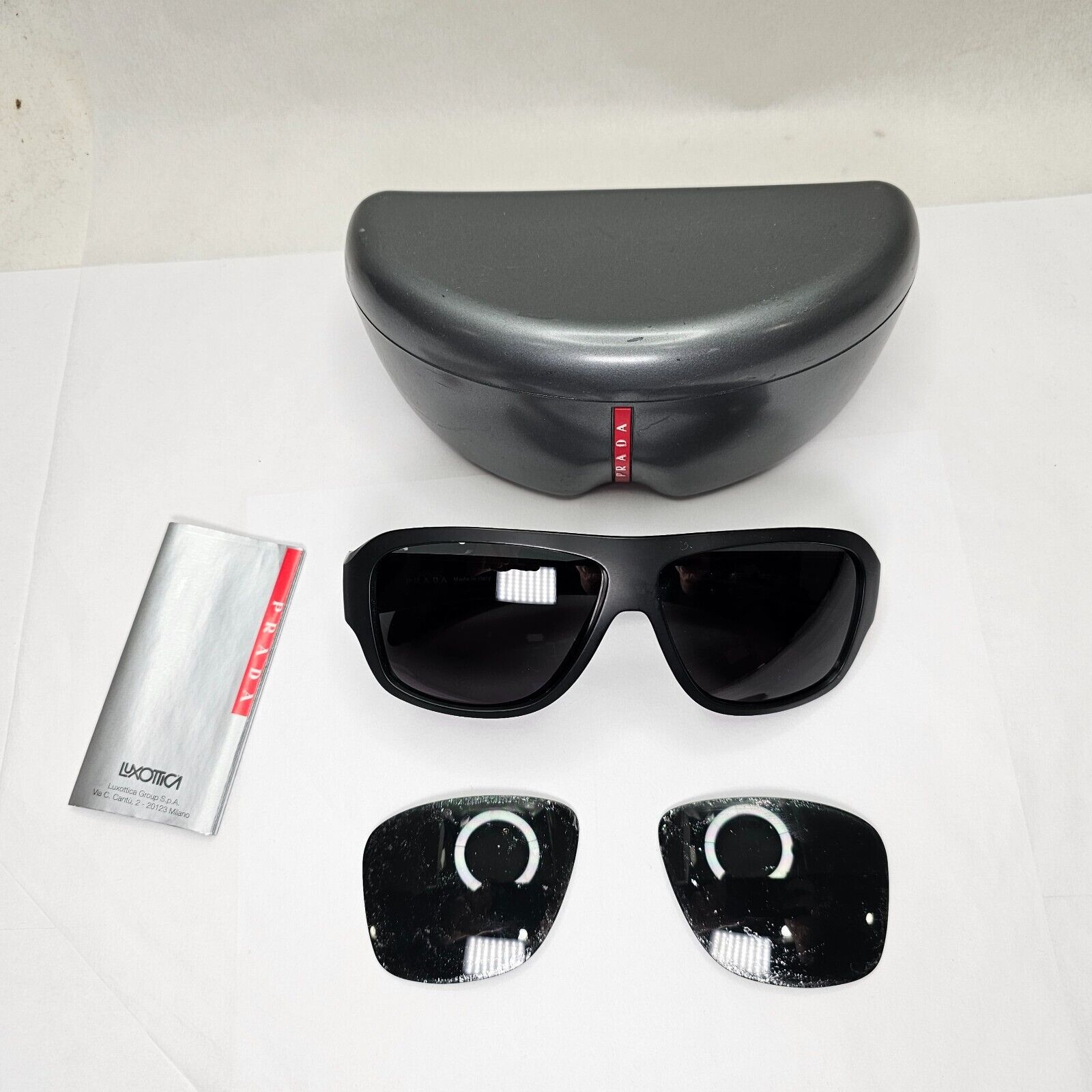 Prada Sunglasses 2007 Vintage Black Square Rossa PS02IS SPS 02I 1BO-1A1 111223