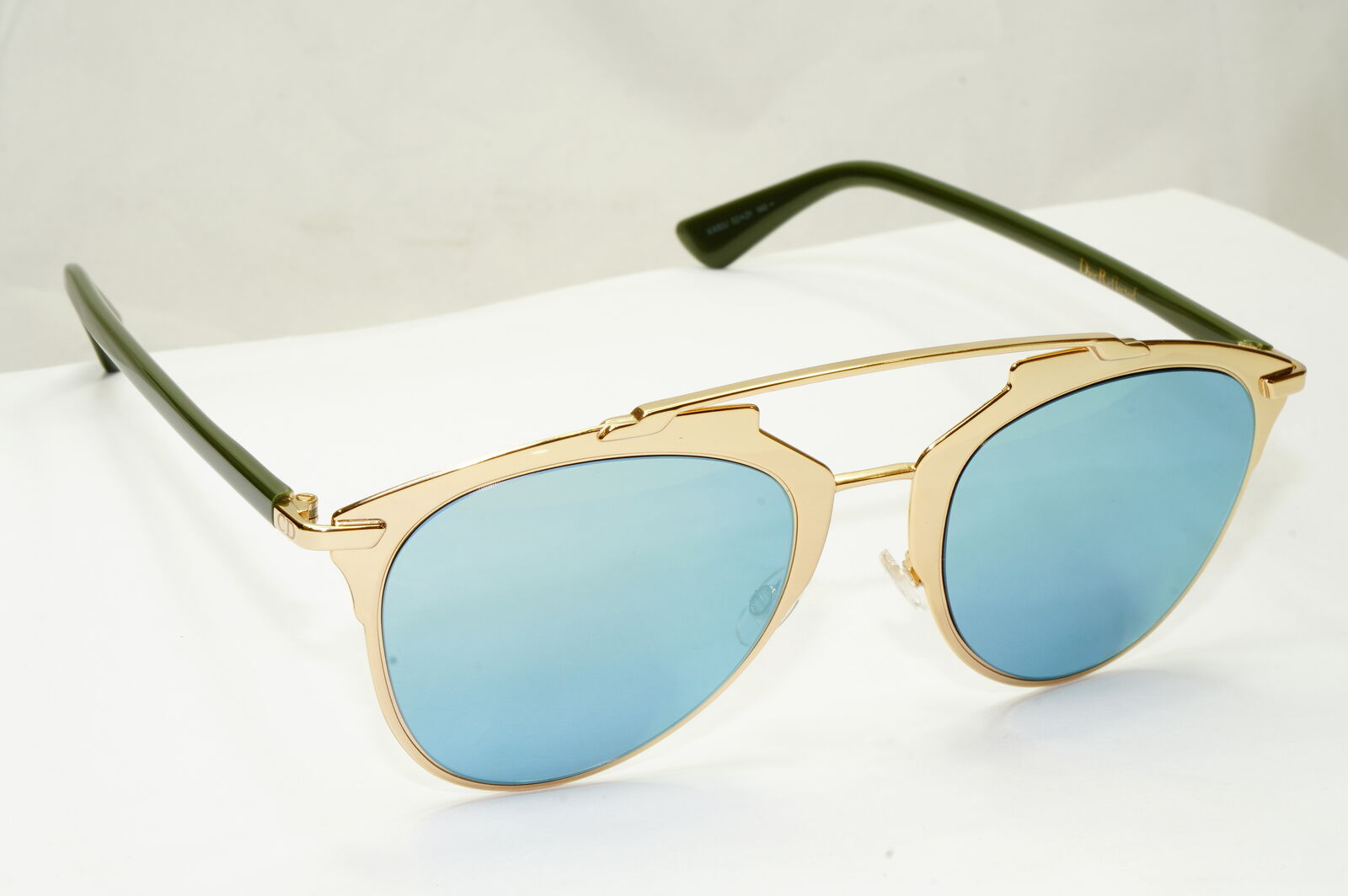 Authentic Dior Womens Gold Blue Mirror Designer Sunglasses Reflected XX83J