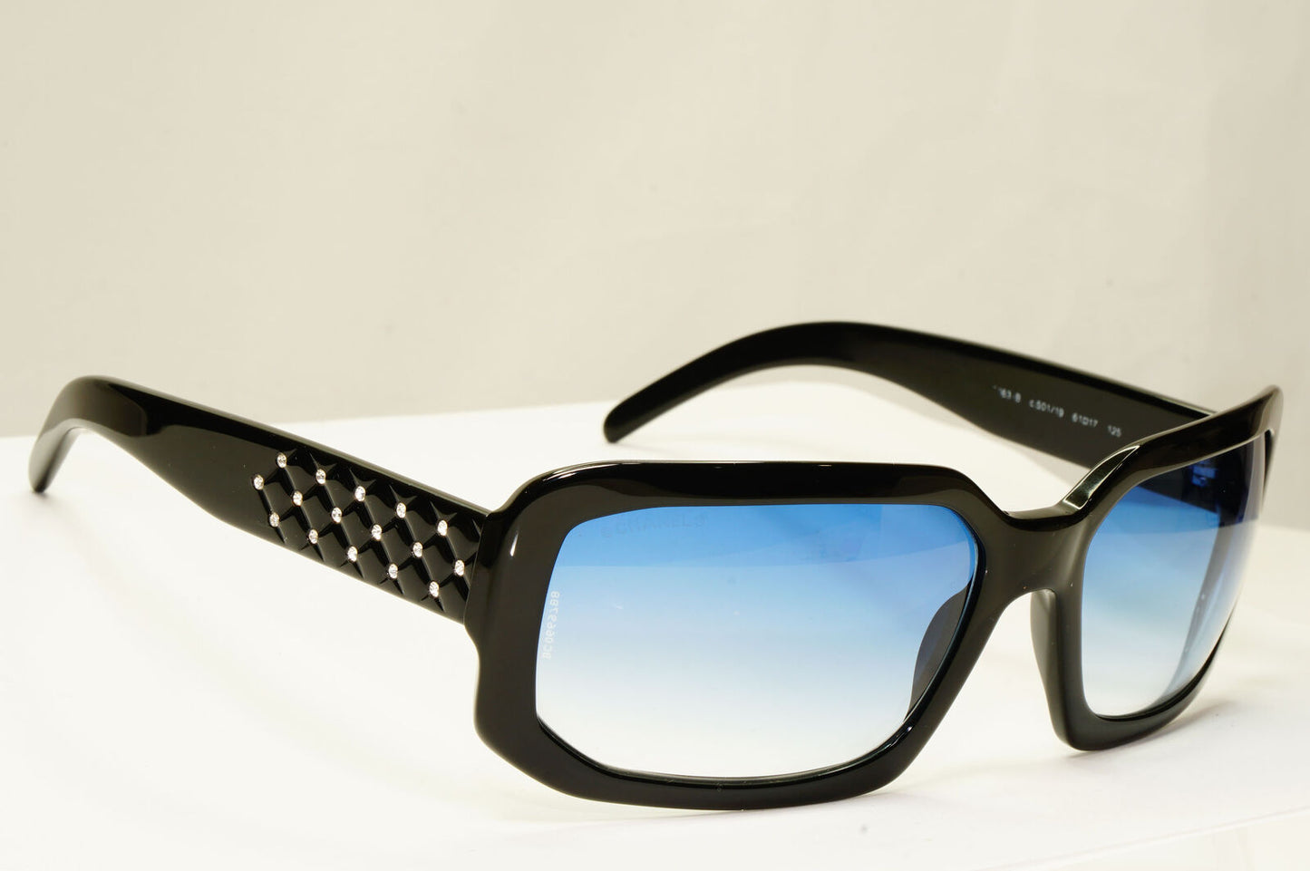 Chanel 2008 Vintage Sunglasses Black Blue Crystal 5063-B c.501/19 221122