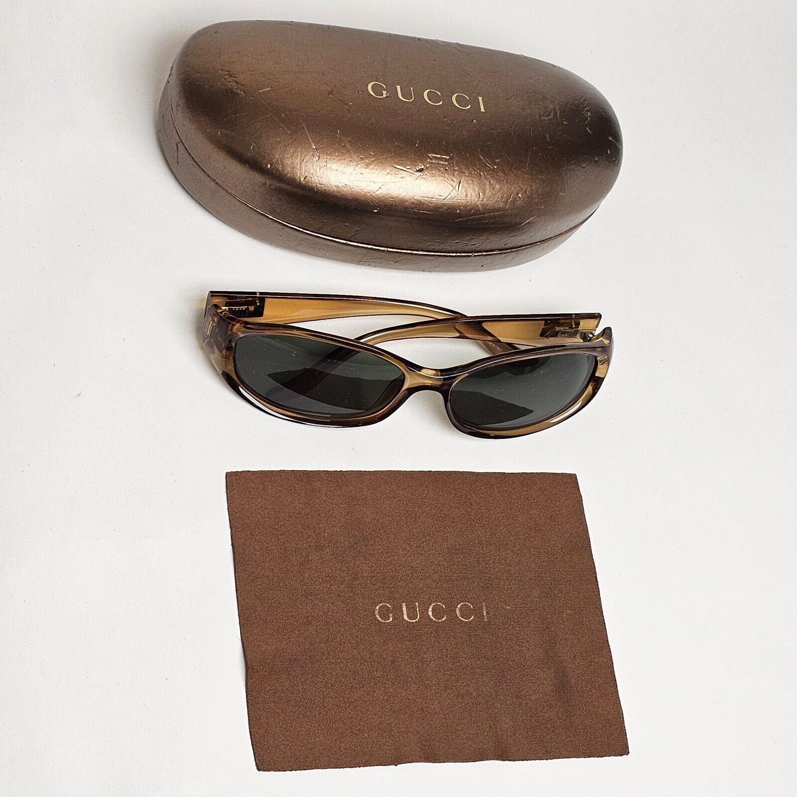 Gucci Sunglasses 1998 Vintage Honey Transparent Brown Green GG 2456/S K02 290125